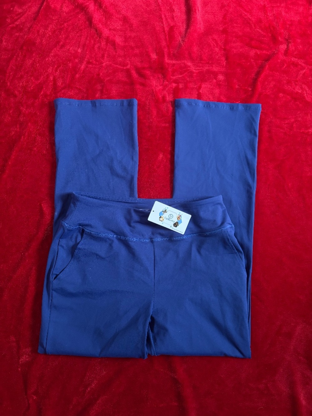 DaYoung Royal Blue High-Waisted Flare Yoga Pants: Size Large